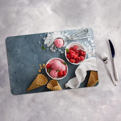 Produktbild von Tischset 6x45x30 cm Platzset Tischmatte Platzmatte Untersetzer - Himbeere Eiscreme