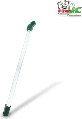 A vacuum cleaner extension tube with a logo in the top right corner.