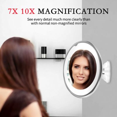 Auxmir LED Kosmetikspiegel mit Beleuchtung 7X/10X Vergrößerung Spiegel  Saugnapf