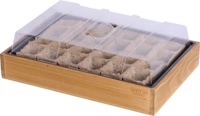 Produktbild von SIENA GARDEN Anzuchtvollholzkiste mit 24 Töpfen biol. abbaubar,