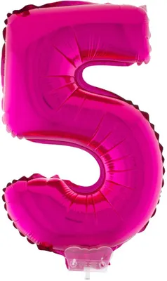 Produktbild von Zahlen Folienballon 41 cm mit Stab - Pink | Dekoration Geburtstag Jahrestag Zahl: Zahl 5