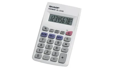 Obrázok produktu pre Vrecková kalkulačka Sharp EL-233SB Stolová finančná kalkulačka sivá