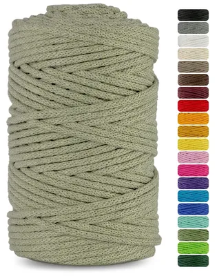 Obrázok produktu pre Šnúra na macramé – olivovo zelená, 5 mm, 100 metrov, bavlna s polyesterovým jadrom