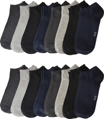 Produktbild von OCERA 16 Paar Sneaker Socken für Herren im Farbenmix mit Schwarz, Grau, Weiß, Dunkelblau Gr. 39/42