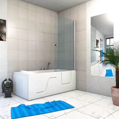 Produktbild von Seniorendusche und Sitzwanne Kombination Wanne mit Tür S17D-EH-L 150x75x194cm