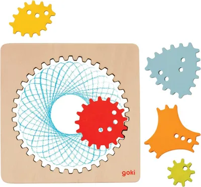 Immagine prodotto di Set di disegno Spirografo in legno - giocattolo creativo, 6 pezzi