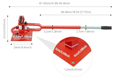 Produktbild von Rohrbieger - Manuelles hydraulisches Rohrbiegewerkzeug - Schwerer Stahl - Biegewinkel 0–200° - Für Abkantpresse - Rot
