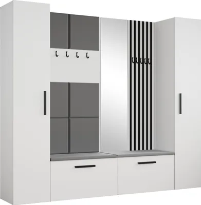 Produktbild von Masseno Garderobe-Set MODULO 241,2/204/40 cm Modern Garderobenschrank Weiß