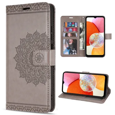 Produktbild von Klapphülle für Samsung Galaxy A14 in 6 Farben Handyhülle Wallet Case Kunstleder Grau