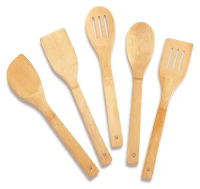 Immagine prodotto di Set di 5 cucchiai da cucina in legno, lunghezza 30 cm, in bambù