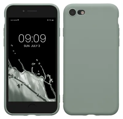 Produktbild von kwmobile Handyhülle für Apple iPhone SE (2022) / SE (2020) / 8 / 7 Hülle - weiches Handy Silikon Case - Schutzhülle Cover - Rainwashed Grün