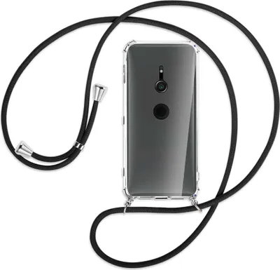Produktbild von Handykette Backcover-Schutzhülle mit Band (Metall silberfarben) für Sony Xperia XZ2 - schwarz