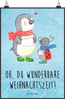 Produktbild von Mr. & Mrs. Panda Bild Smörle Winterzeit DIN A3 - Eisblau - Geschenk, Wandbild, Plakat, drucke, Weihnachten, Grüße, wanddeko, Weihnachtsgruß, Kunstdruck, Weihnachtszeit