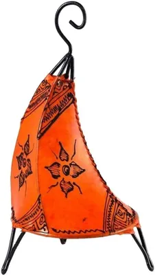 Productafbeelding van Oosterse lamp, hennalampe, Marokkaanse lederen lamp, tafellamp, vloerlamp, henna, Tissir, Orient, 35-38 cm, oranje