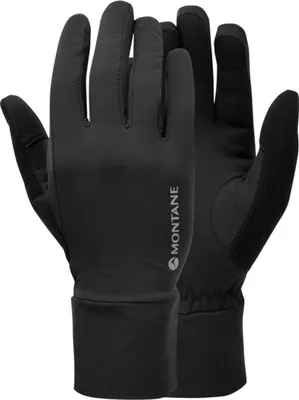 Schwarze Fingerhandschuhe "TRAIL LITE GLOVE" von Montane; geeignet für Outdoor-Aktivitäten.