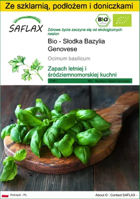 Zdjęcie produktu dla SAFLAX - Zestaw do uprawy - Bio - Słodka Bazylia Genovese - 800 Nasiona - Z mini szklarnią, podłożem uprawowym i 2 doniczkami - Ocimum basilicum