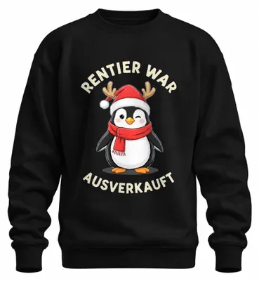 Imagen del producto de Camiseta de cuello redondo o sudadera con estampado "Rentier war ausverkauft" (Reno agotado), diseño navideño divertido, uni, color negro, talla M