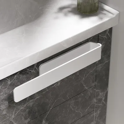 Image de Porte-serviettes - Barre à serviettes - Sèche-serviettes - Sans perçage - 32 cm - Blanc