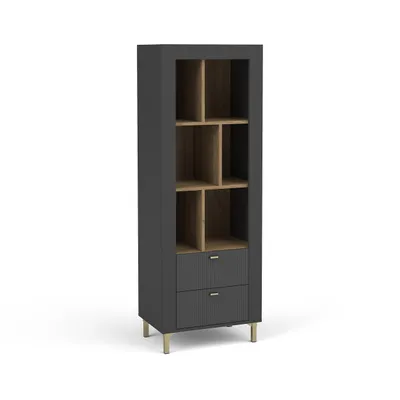 Produktbild von Bücherregal MONTA 60x169x40 cm Standregal mit 2 Schubladen und 6 Regalfächer, Schwarz