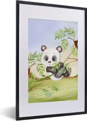 Produktbild von MuchoWow® Gerahmtes Poster Dschungel - Panda - Tiere 40x60 cm - Poster mit Schwarzem Bilderrahmen Wandposter Rahmen Foto Bilder - Poster in Rahmen