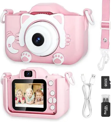 Image de Caméra pour enfants rose - carte SD de 32 Go - pour les enfants de 3 à 8 ans.