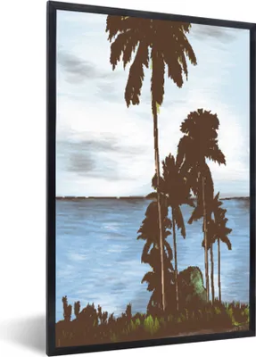 Produktbild von MuchoWow® MuchoWow® Gerahmtes Poster Palme - Meer - Himmel 60x90 cm - Poster mit zchwarzem Bilderrahmen - Kunst