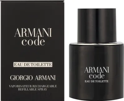 A black box and a black perfume bottle are shown side-by-side against a white background.