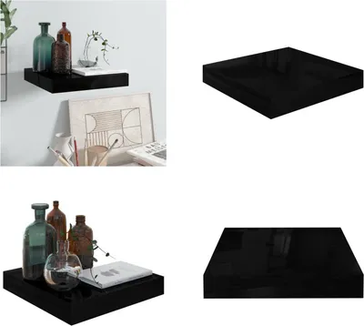 Obrázok produktu pre vidaXL Plávajúca polica čierna vysoký lesk 23x23,5x3,8 cm MDF - Nástenná polica - Nástenné police - Plávajúca nástenná polica - Plávajúca nástenná polica