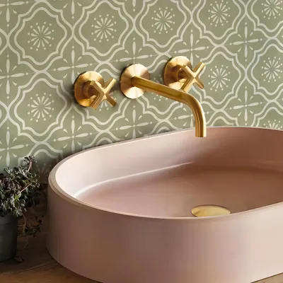 Image de Autocollants pour carrelage - Auto-adhésifs et résistants à l'eau - Pour salles de bain et cuisines - Vert sauge - Lot de 10 pièces