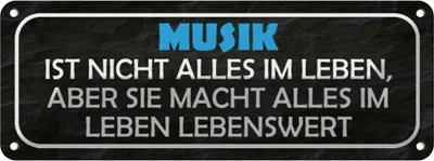 Produktbild von vianmo Blechschild 10x27 cm Musik nicht alles im Leben aber Spruch Zitat