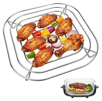Edelstahl-Rost für Heißluftfritteuse, 20x20x3 cm, 3,8 l, spülmaschinengeeignet