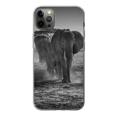Produktbild von MuchoWow® Handyhülle Schutzhülle Hülle für iPhone 13 Pro Max Elefant - Einfarbig - Tiere - Schwarz - Weiß Silikon Softcase Handy Hülle - Mobiltelefon
