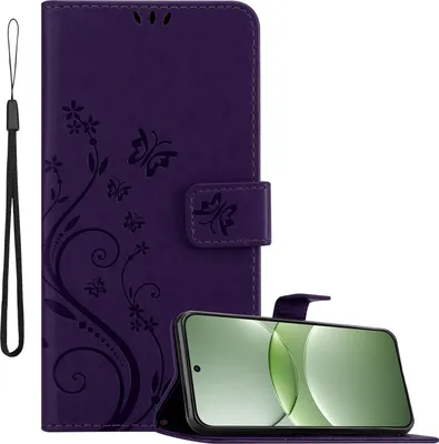 Immagine prodotto di Cadorabo cover per Huawei Nova 13 cover in FLORAL DARK PURPLE cover protettiva in design floreale con chiusura magnetica, funzione stand e slot per carte Book Case Cover