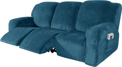 Obrázek produktu pro 8 kusů strečových potahů na pohovku Slipcover Furniture Protector pro 3 polštáře na gauč, světle modrá