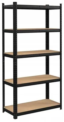 Produktbild von Schwerlast Lagerregal aus Stahl 180 cm, 5 Böden, schwarz, Stecksystem 875 kg