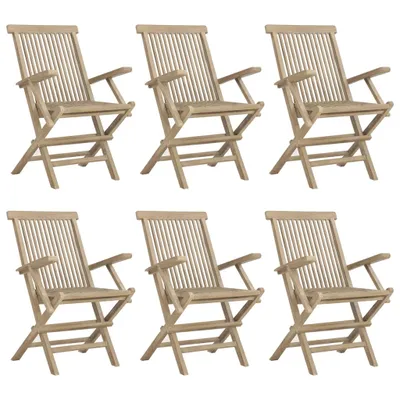 Image de Chaises de jardin pliantes lot de 6 gris 56x61x89 cm bois teck