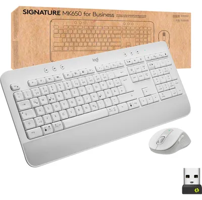 Produktbild von Logitech Signature MK650 Combo for Business, Kabellos, Bluetooth, Membran Key Switch, QWERTZ, Weiß, Maus enthalten