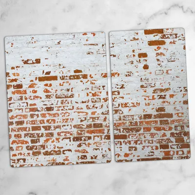 Produktbild von Glas-Herdabdeckplatten Glaskeramikkochfeld-Abdeckung Spritzschutz Schneidebrett Zweiteilige Glas 70x52 cm weißer Ziegel
