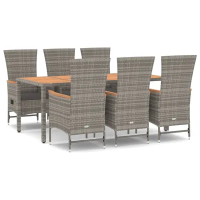 Image de vidaXL Ensemble de jardin 7 pièces avec coussins Gris Poly rotin