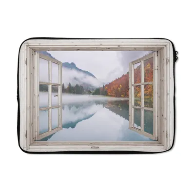 Produktbild von MuchoWow® Laptop Hülle 13 Zoll Aussicht - Herbst - Wasser Laptoptasche - Laptophülle - Sleeve - Rundumschutz