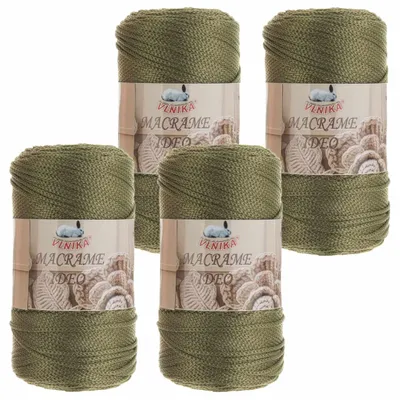Produktbild von 4 x 250g Strickgarn Macrame Ideo Unifarben Makramee Häkelgarn Flechtgarn
