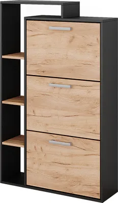 Produktbild von Schuhkommode Vicco Orlando Goldkraft Eiche/Anthrazit 80 x 128.3 cm mit 3 Fächern, Model 50017