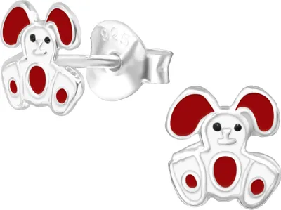 Produktbild von Kinder Ohrringe Ohrstecker 925 Sterling Silber Hase in rot