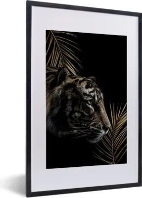 Produktbild von MuchoWow® MuchoWow® Gerahmtes Poster Tiger - Seitenansicht - Pflanzen 40x60 cm - Poster mit zchwarzem Bilderrahmen - Poster in Rahmen