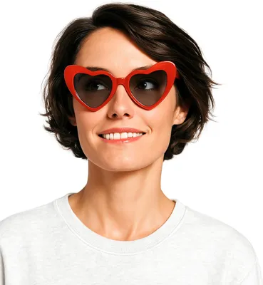 Immagine prodotto di Occhiali da sole vintage a forma di cuore, rossi - taglia unica