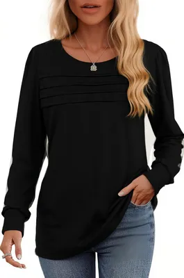 Produktbild von Damenbluse Oberteil mit langem Ärmel Elegant Oversize Schwarz S