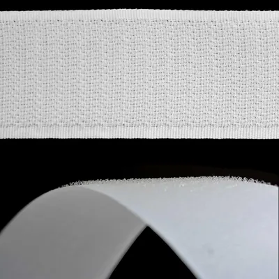 25m Hakenband Klettverschluss, weiß 38mm