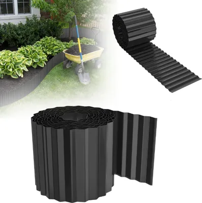 Produktbild von LZQ Metall Rasenkante 20m, 18cm hoch Wellen Mähkante Beeteinfassung Beetumrandung Wegbegrenzung(Schwarz)