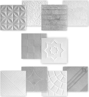 Produktbild von MARBET DESIGN 3D Wandpaneele Styropor Paneele Betonoptik 50x50cm Wandverkleidung Wärmedämmung (10m² ED-4 grau / Betonoptik) Akustik Wandpaneel Wandplatte Wand Deko