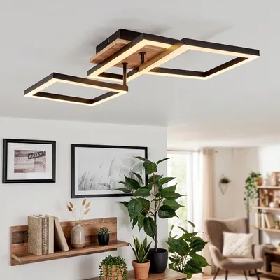 Produktbild von Voghenza »Voghenza« Deckenlampe, Metall/MDF/Kunststoff, Holzoptik/Schwarz